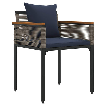 vidaXL Gartenmöbel Set mit Kissen 4 pcs Grau und Marineblau PE-Rattan