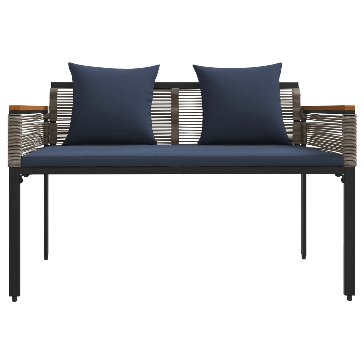 vidaXL Gartenmöbel Set mit Kissen 4 pcs Grau und Marineblau PE-Rattan