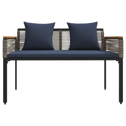 vidaXL Gartenmöbel Set mit Kissen 4 pcs Grau und Marineblau PE-Rattan