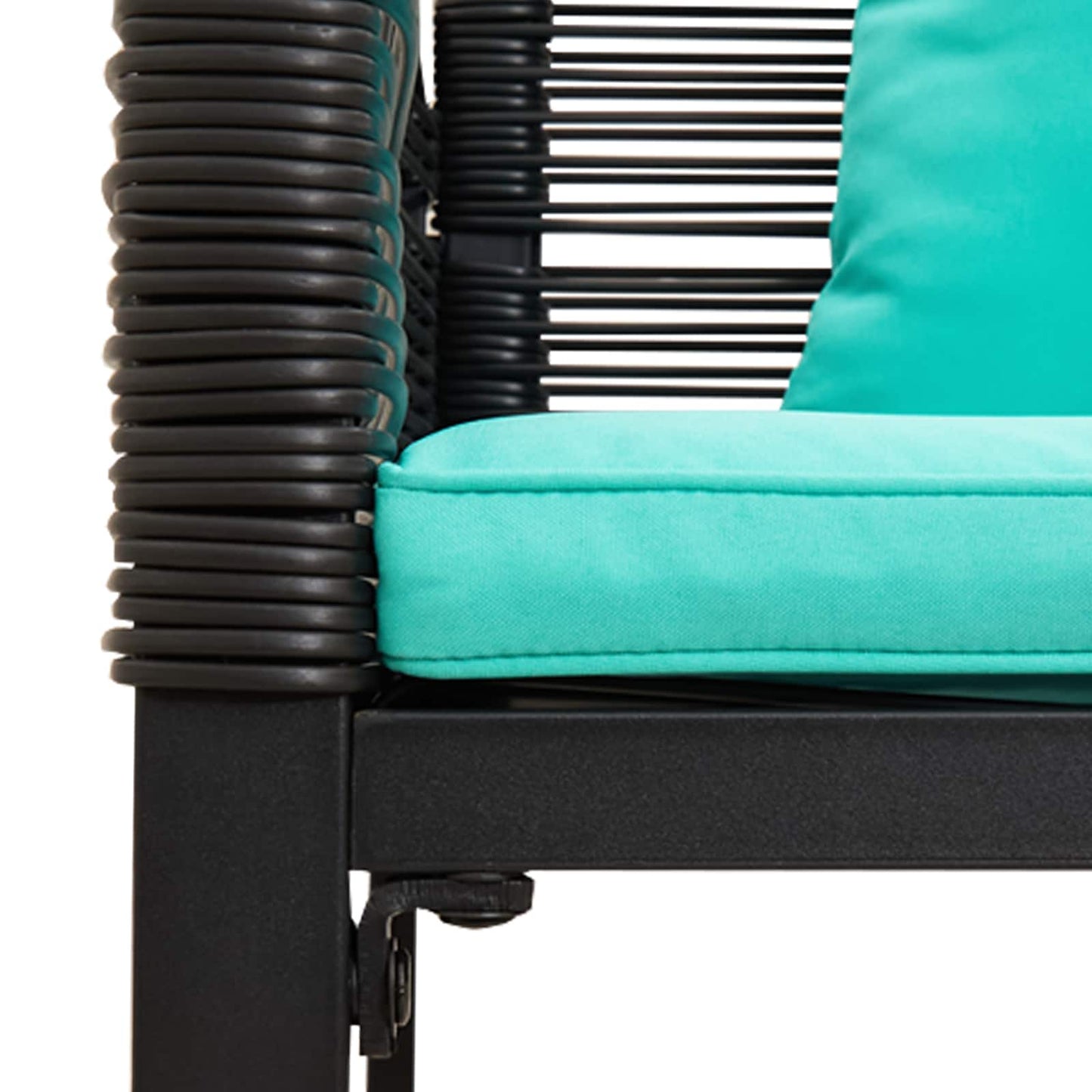 vidaXL Gartenmöbel Set mit Kissen 4 pcs Schwarz und Türkis PE-Rattan