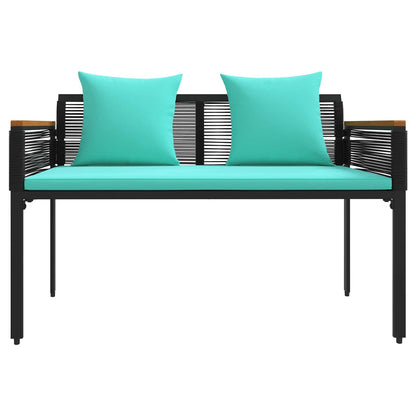 Gartenmöbel Set mit Kissen Schwarz und Türkis PE-Rattan