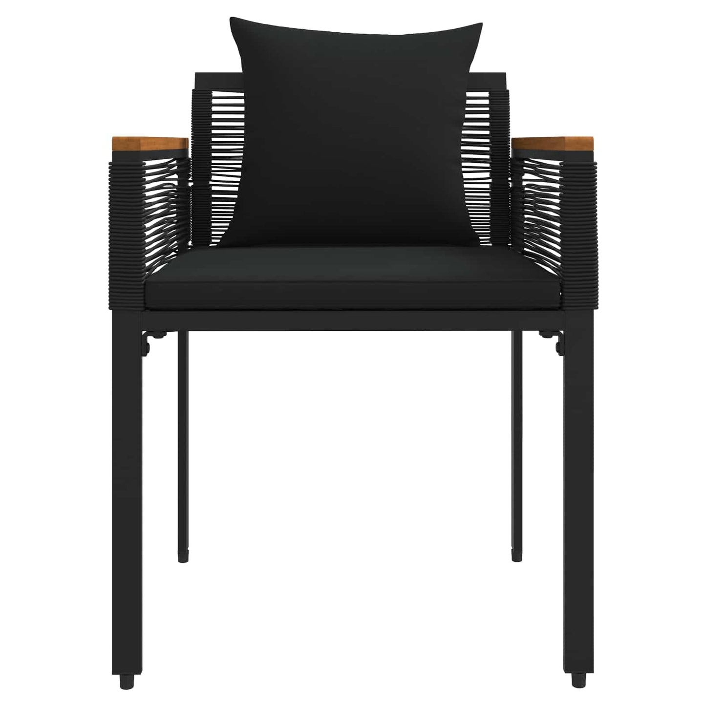 Gartenmöbel Set mit Kissen Schwarz PE-Rattan