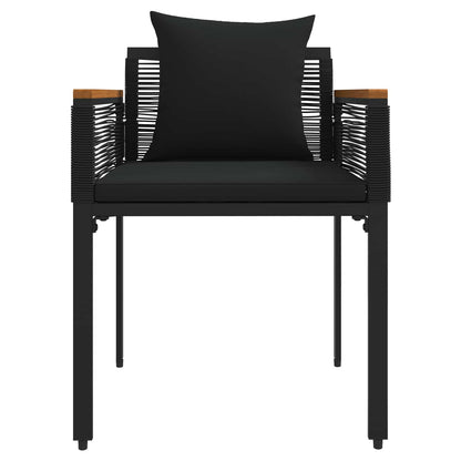 Gartenmöbel Set mit Kissen Schwarz PE-Rattan