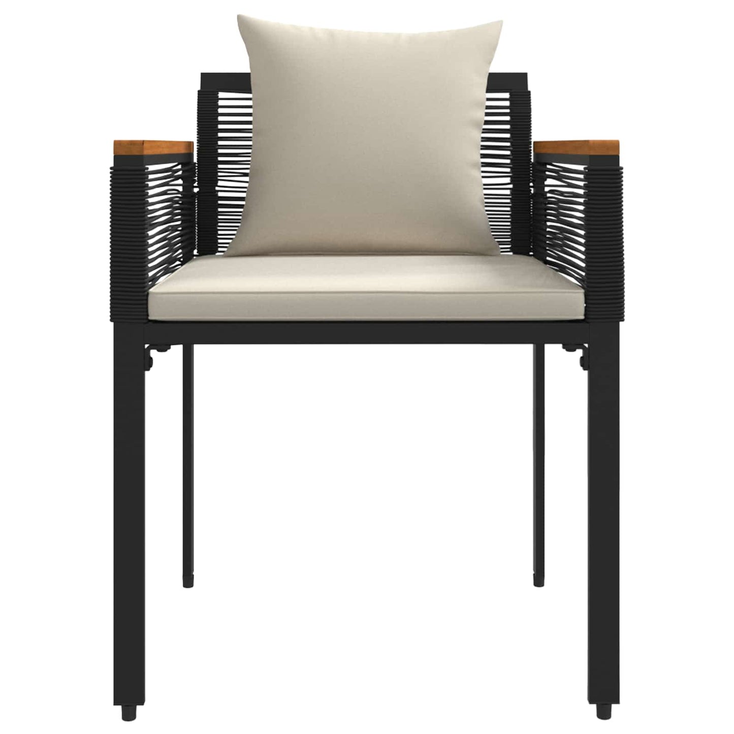 Gartenmöbel Set mit Kissen Schwarz und Cremeweiß PE-Rattan