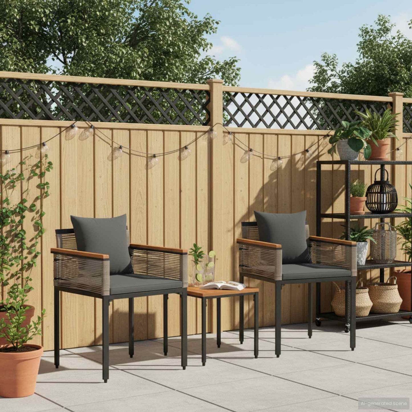 vidaXL Gartenmöbel Set mit Kissen 3 pcs Grau und Dunkelgrau PE-Rattan