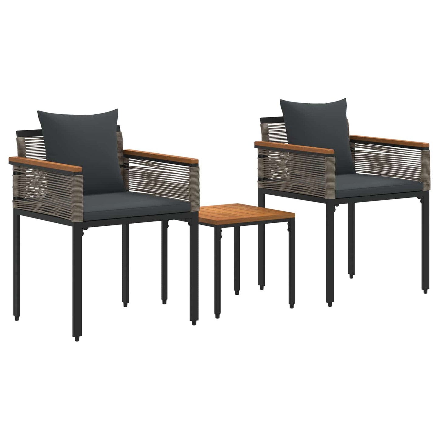 vidaXL Gartenmöbel Set mit Kissen 3 pcs Grau und Dunkelgrau PE-Rattan