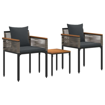 vidaXL Gartenmöbel Set mit Kissen 3 pcs Grau und Dunkelgrau PE-Rattan