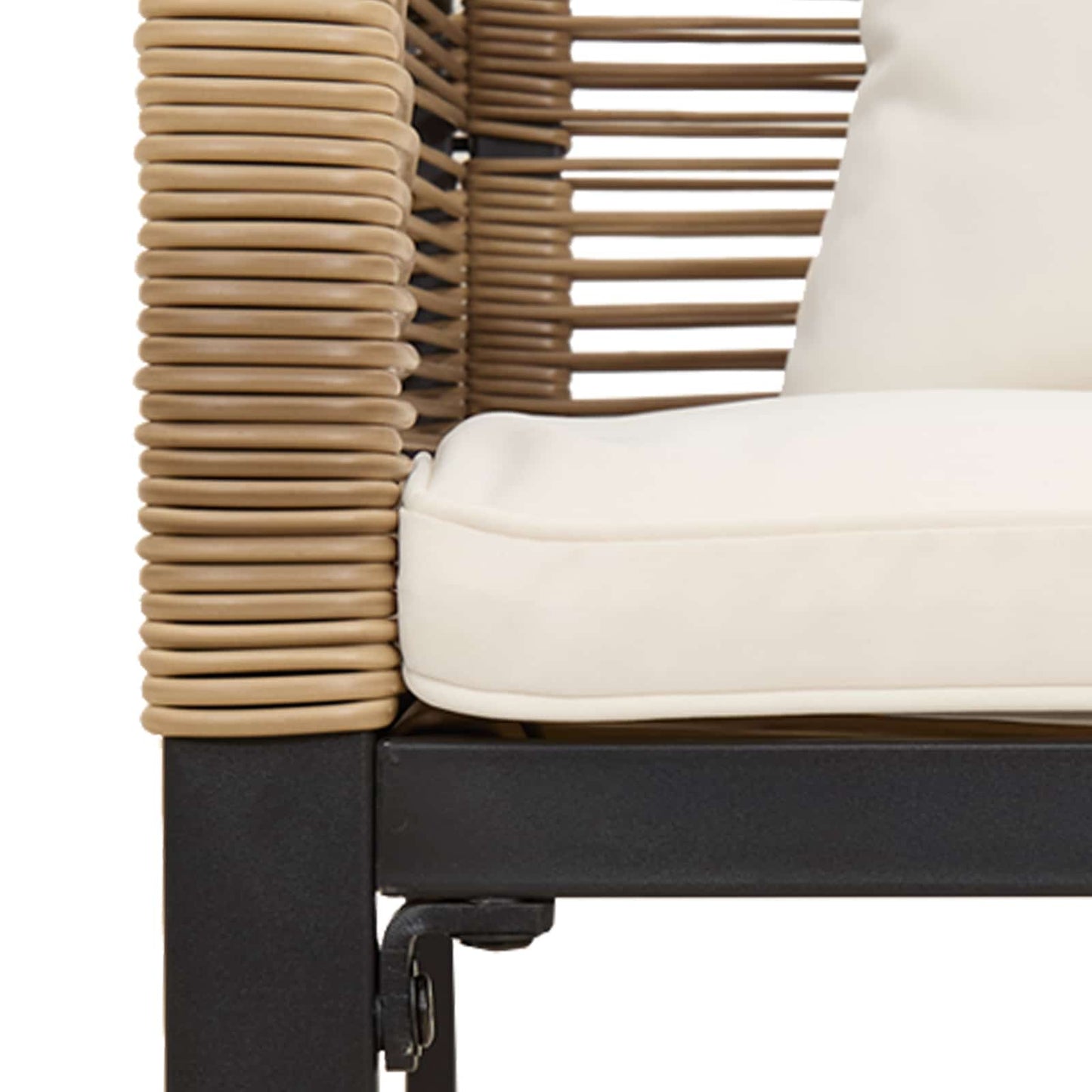 Gartenmöbel Set mit Kissen Beige und Cremeweiß PE-Rattan