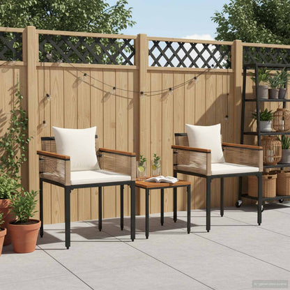 Gartenmöbel Set mit Kissen Beige und Cremeweiß PE-Rattan