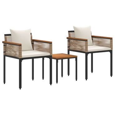 vidaXL Gartenmöbel Set mit Kissen 3 pcs Beige und Cremeweiß PE-Rattan