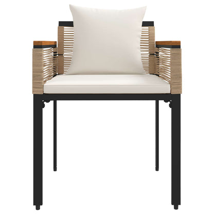 Gartenmöbel Set mit Kissen Beige und Cremeweiß PE-Rattan