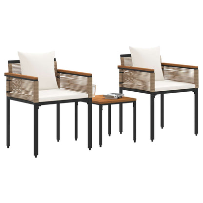 Gartenmöbel Set mit Kissen Beige und Cremeweiß PE-Rattan