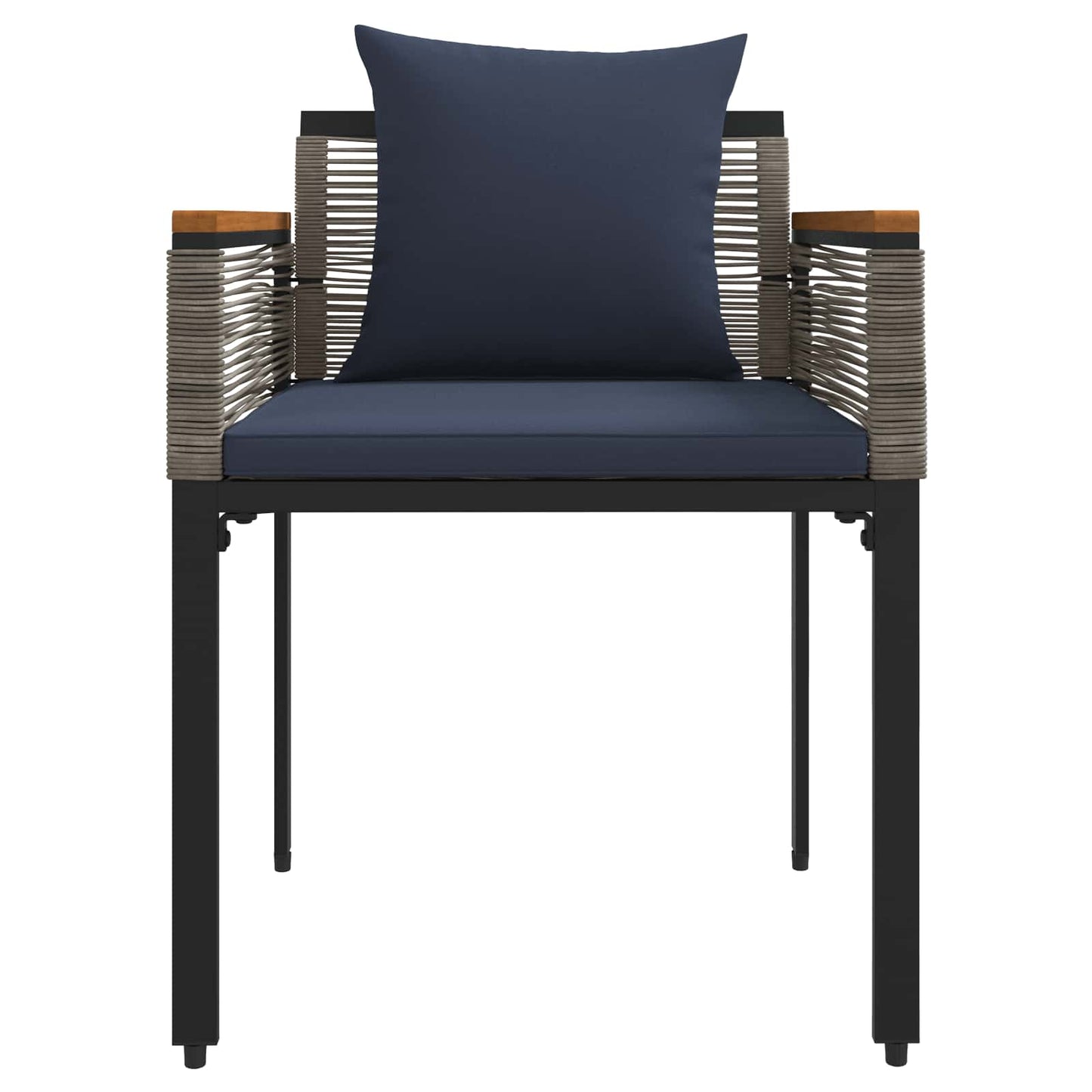 Gartenmöbel Set mit Kissen Grau und Marineblau PE-Rattan