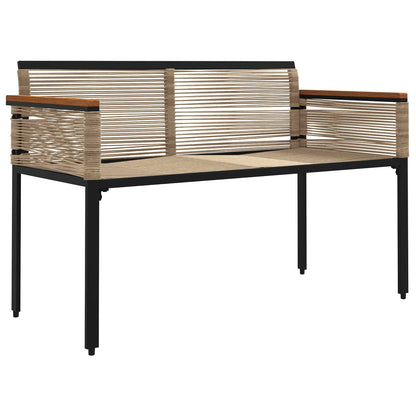 Bank Outdoor Beige und Cremeweiß 117 x 54 x 74,5 cm Poly-Rattan