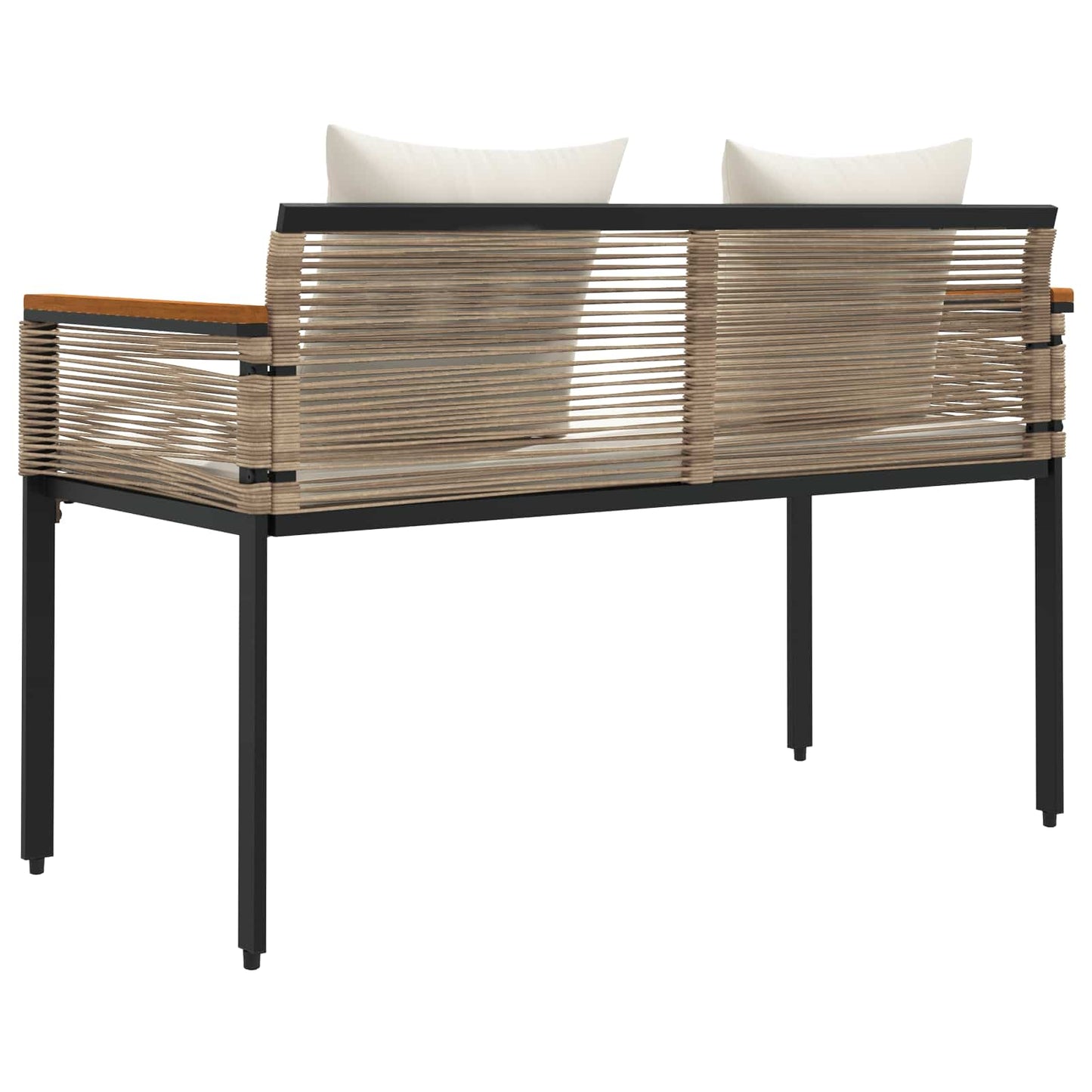 Bank Outdoor Beige und Cremeweiß 117 x 54 x 74,5 cm Poly-Rattan