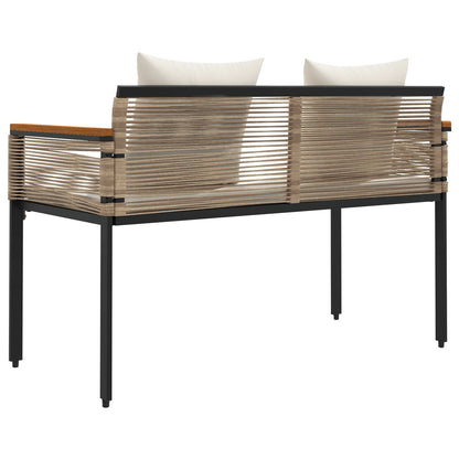 Bank Outdoor Beige und Cremeweiß 117 x 54 x 74,5 cm Poly-Rattan