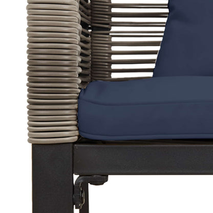 Bank Outdoor Grau und Marineblau 117 x 54 x 74,5 cm Poly-Rattan