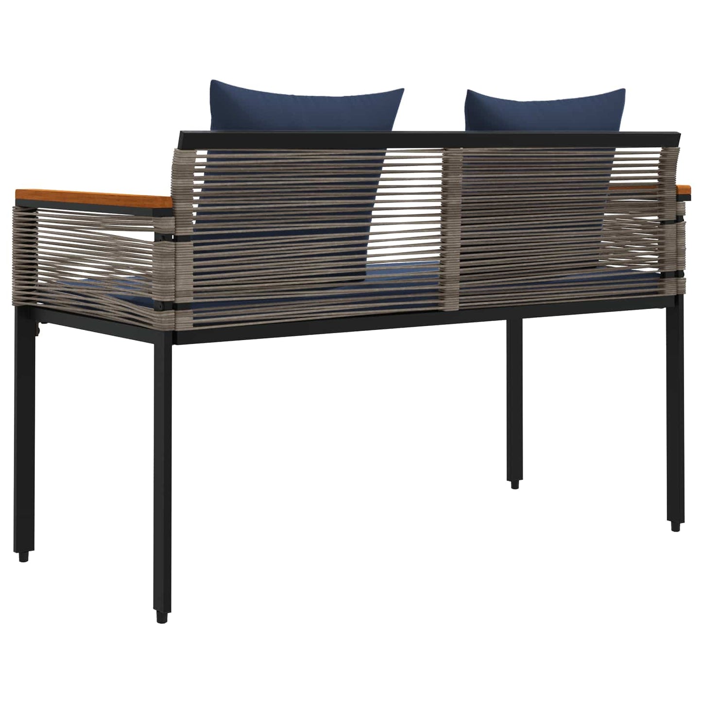 Bank Outdoor Grau und Marineblau 117 x 54 x 74,5 cm Poly-Rattan