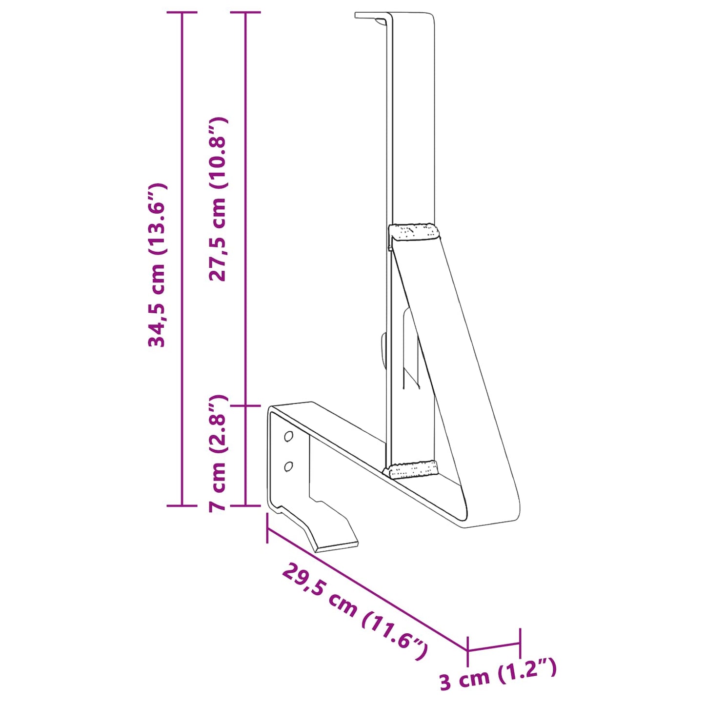 Schneewächter Unterstützung Schwarz 29,5 x 3 x 34,5 cm Stahl