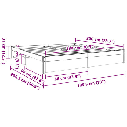 Bettrahmen Wachsbraun 180 x 200 cm Massivholz Kiefer