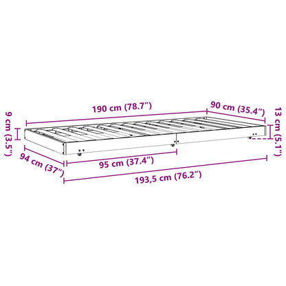vidaXL Bettrahmen Wachsbraun 90 x 190 cm Massives Kiefernholz