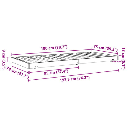 vidaXL Bettrahmen Wachsbraun 70 x 190 cm Massives Kiefernholz