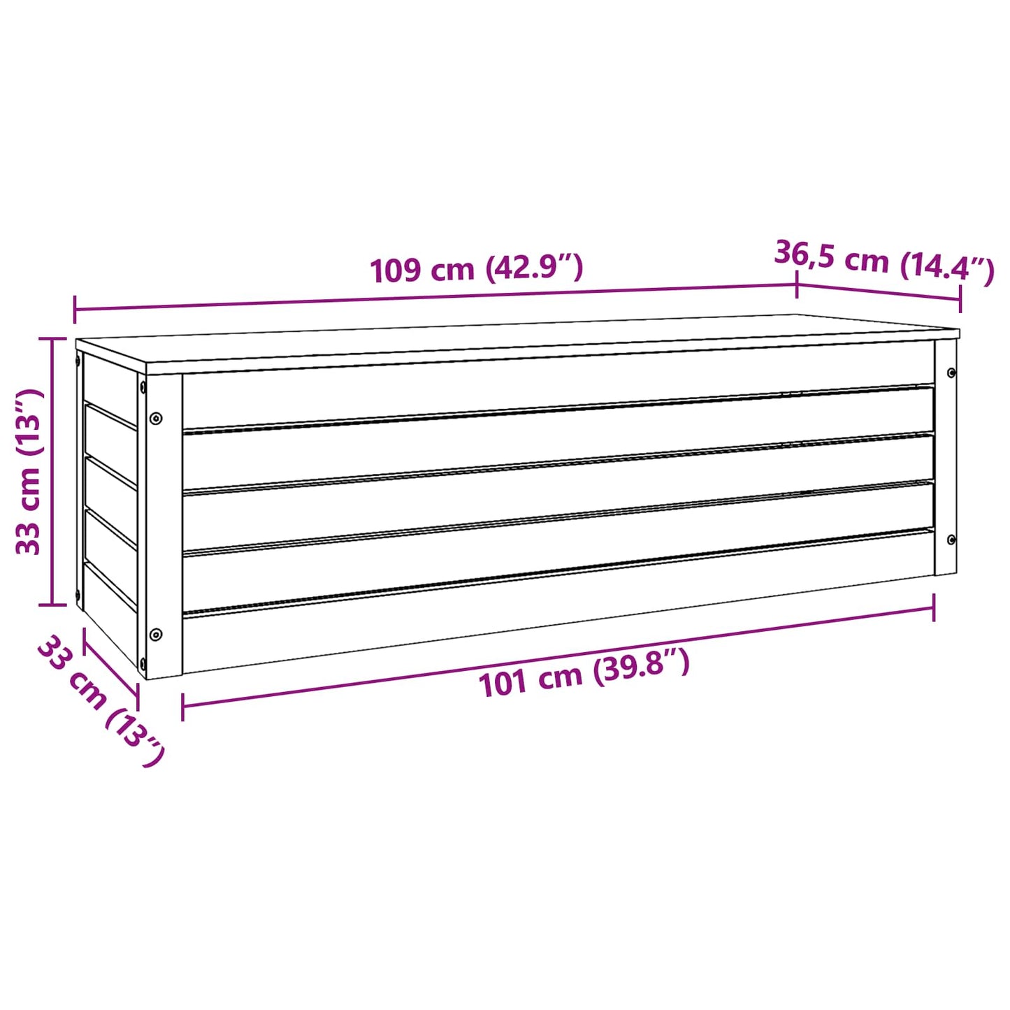 Aufbewahrungsbox mit Speicher Wachsbraun 109 x 36,5 x 33 cm