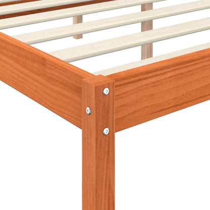 vidaXL Cadre de lit brun miel 200 x 200 cm Bois de pin massif