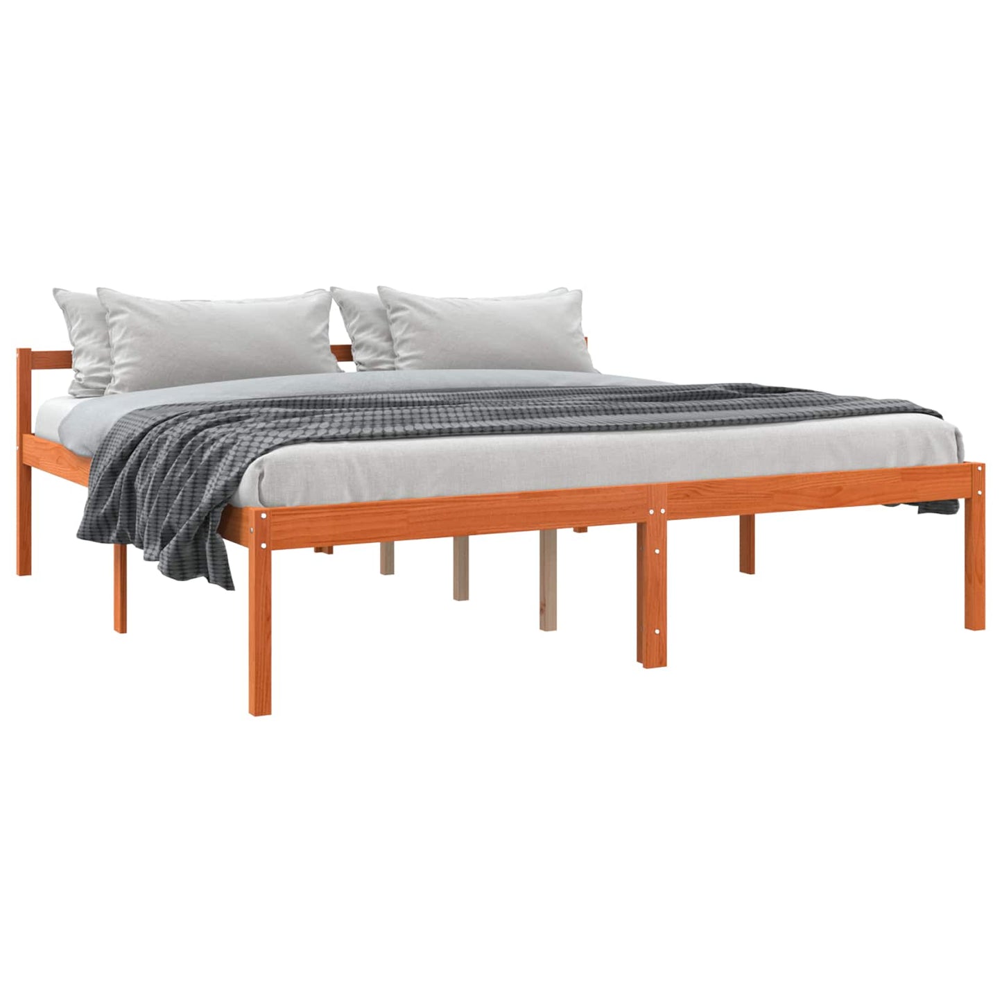 vidaXL Cadre de lit brun miel 200 x 200 cm Bois de pin massif