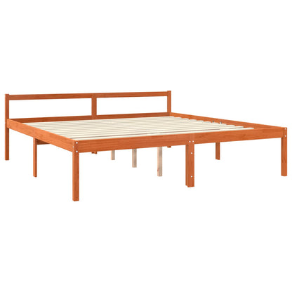 vidaXL Cadre de lit brun miel 200 x 200 cm Bois de pin massif
