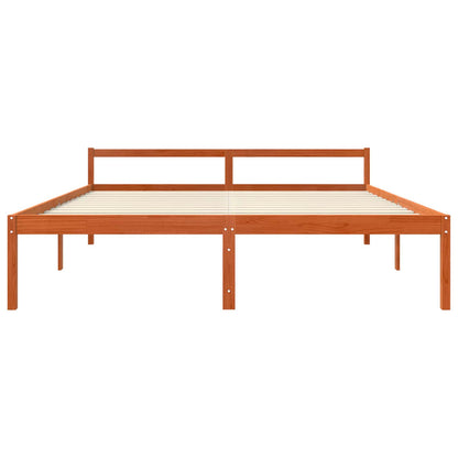 vidaXL Cadre de lit brun miel 200 x 200 cm Bois de pin massif