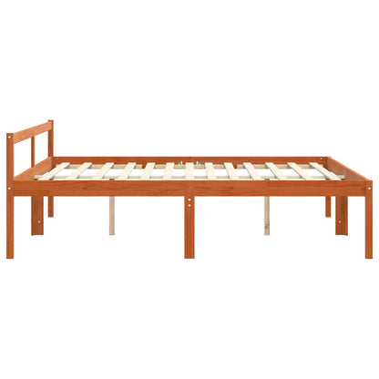 vidaXL Cadre de lit brun miel 200 x 200 cm Bois de pin massif
