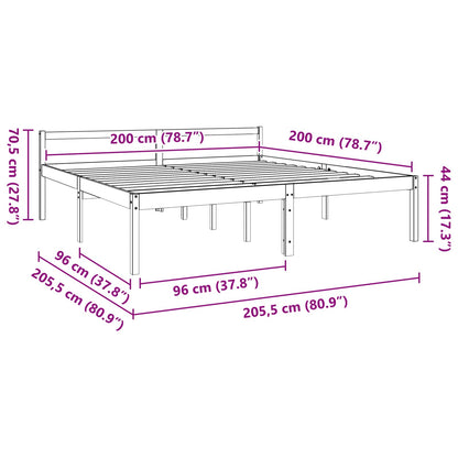 vidaXL Cadre de lit brun miel 200 x 200 cm Bois de pin massif