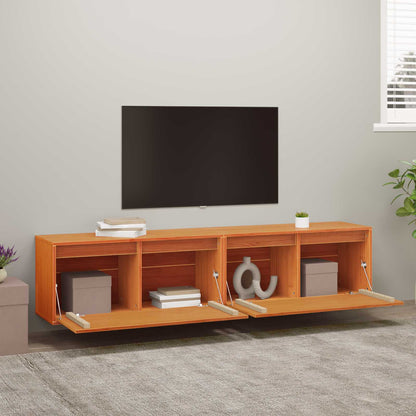 Wandschrank mit Regal mit Tür 2 pcs Wachsbraun 80 x 30 x 35 cm