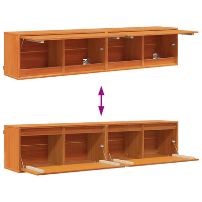 Wandschrank mit Regal mit Tür 2 pcs Wachsbraun 80 x 30 x 35 cm