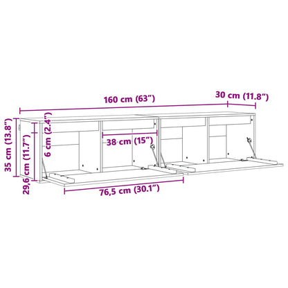 vidaXL Wandschrank mit Regal mit Tür 2 pcs Wachsbraun 80 x 30 x 35 cm