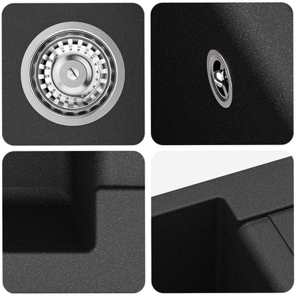 Waschbecken Schwarz 620 x 500 mm 80% Quarz und 20% Harz