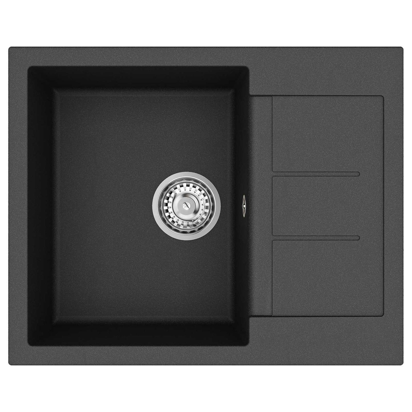 Waschbecken Schwarz 620 x 500 mm 80% Quarz und 20% Harz