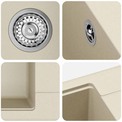 Waschbecken Beige 560 x 460 mm 80% Quarz und 20% Harz