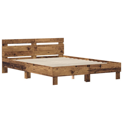 vidaXL Cadre de lit avec tête de lit bois de récupération 160 x 200 cm bois d'ingénierie