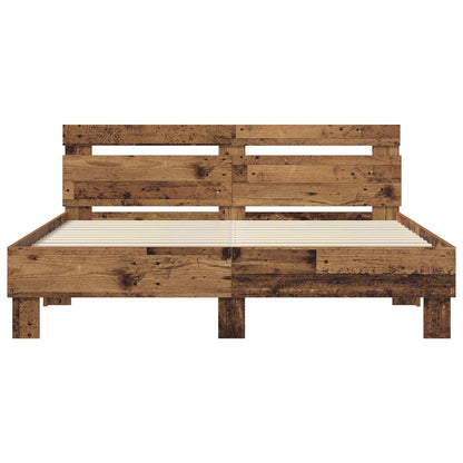 vidaXL Cadre de lit avec tête de lit bois de récupération 160 x 200 cm bois d'ingénierie