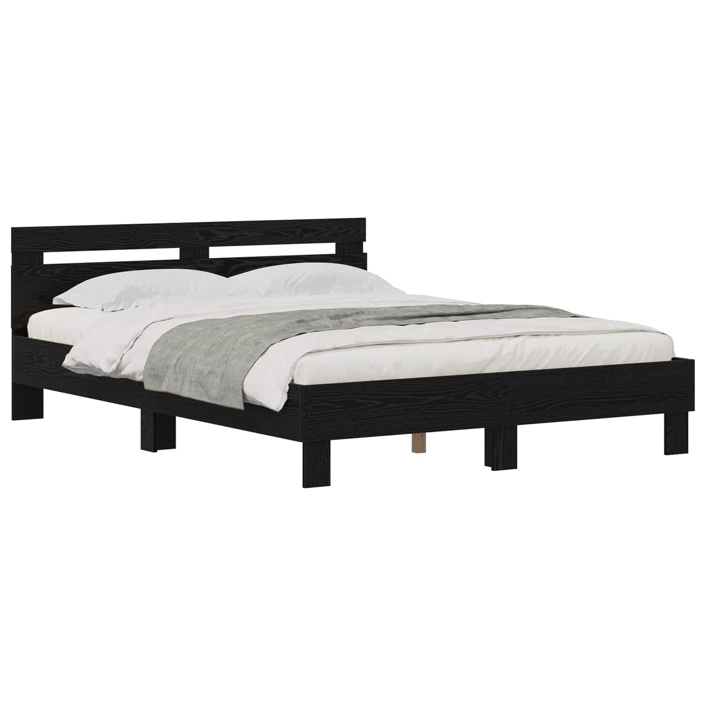 vidaXL Cadre de lit aspect chêne noir 160 x 200 cm en bois d'ingénierie
