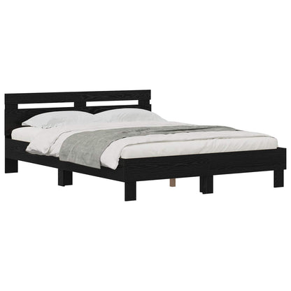 vidaXL Cadre de lit aspect chêne noir 160 x 200 cm en bois d'ingénierie