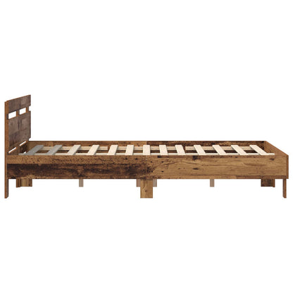vidaXL Bettrahmen mit Kopfteil Altholz 140 x 200 cm Holzwerkstoff