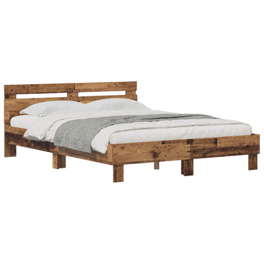 vidaXL Bettrahmen mit Kopfteil Altholz 120 x 200 cm Holzwerkstoff