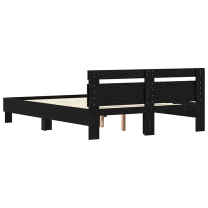 vidaXL Bettrahmen Schwarz Eichen-Optik 120 x 200 cm Holzwerkstoff