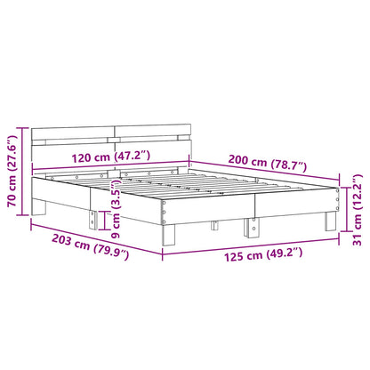 vidaXL Bettrahmen Schwarz Eichen-Optik 120 x 200 cm Holzwerkstoff