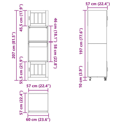 vidaXL Küchenschrank Schwarz Eichen-Optik 60 x 57 x 207 cm