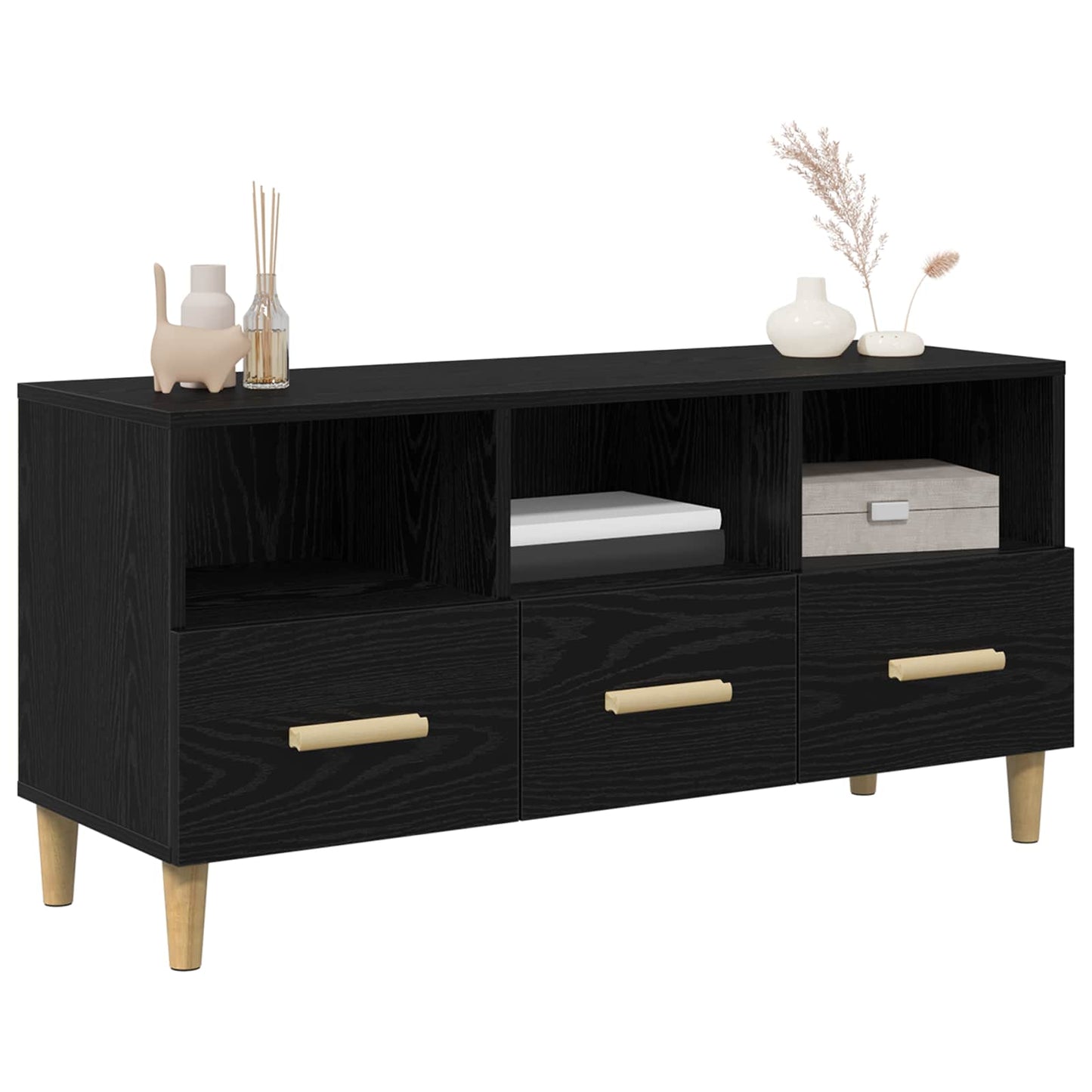 vidaXL TV-Schränk Schwarz Eichen-Optik 102 x 36 x 50 cm Holzwerkstoff