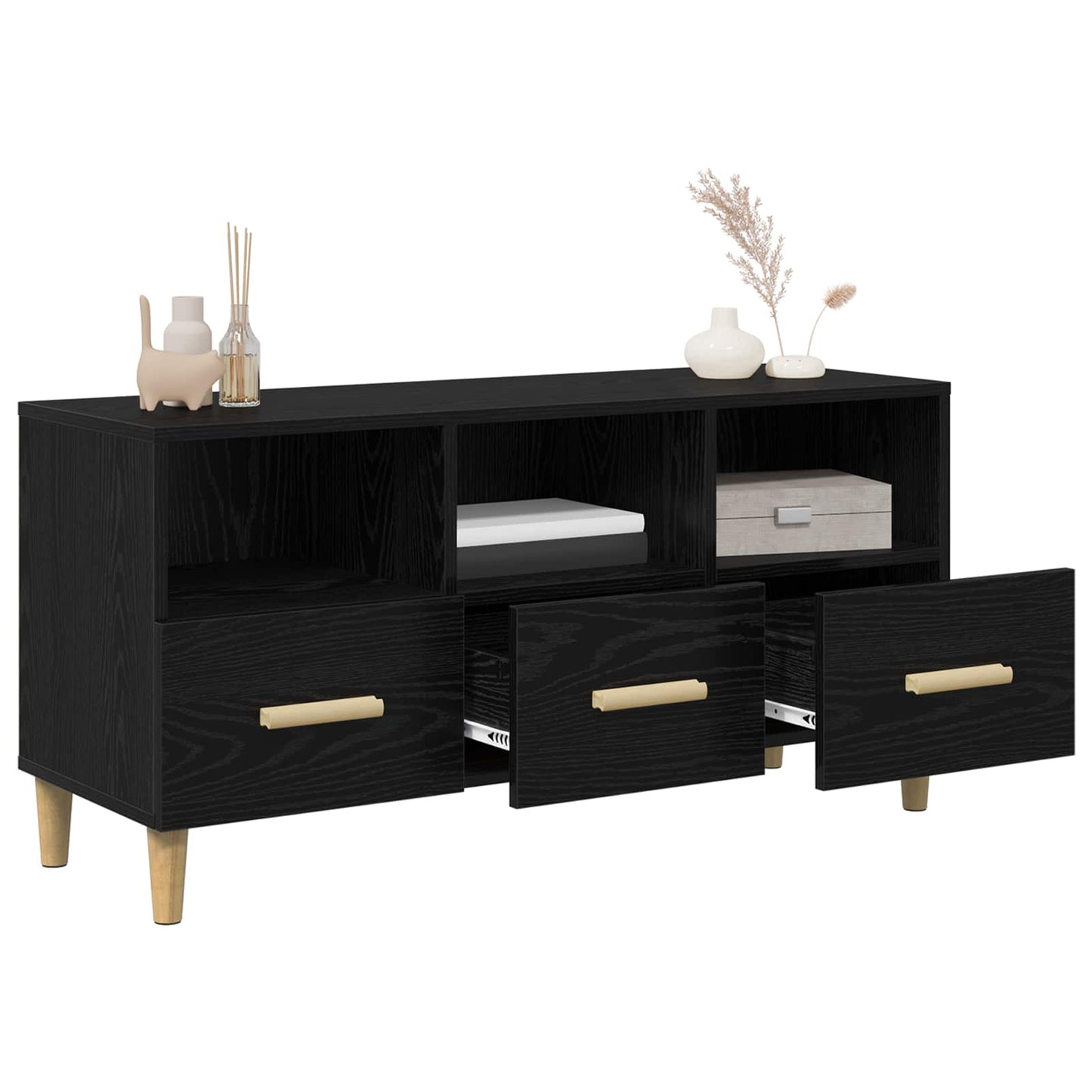 vidaXL TV-Schränk Schwarz Eichen-Optik 102 x 36 x 50 cm Holzwerkstoff